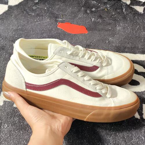 Vans OldSkool米白酒红生胶底复古低帮情侣休闲滑板鞋VN0A4BX9QJK
