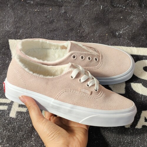  Vans Authentic裸粉翻毛皮加绒保暖低帮板鞋休闲鞋VN0A38ETQ0H