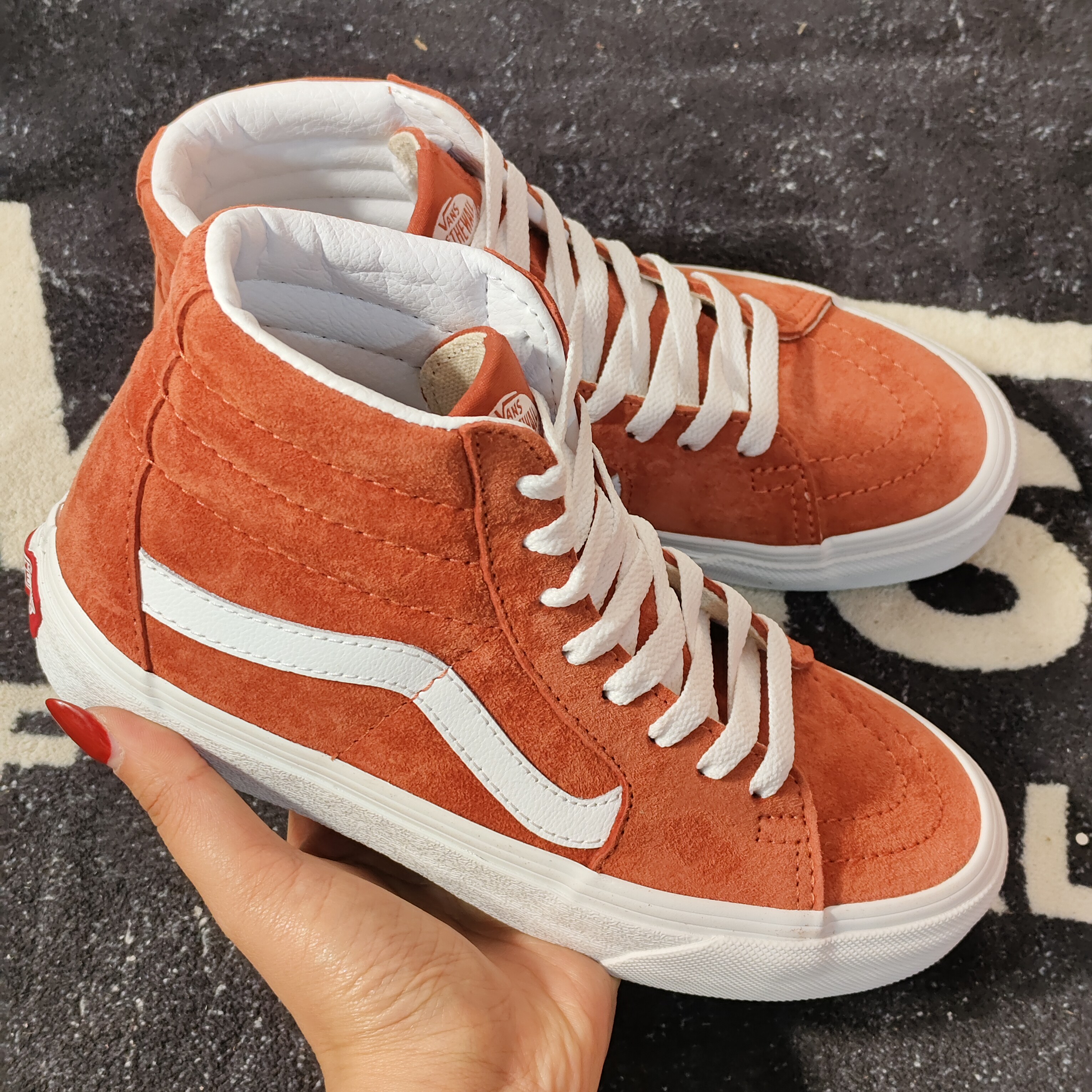 Vans Sk8-Hi橘色高帮板鞋 VN0A4BV6V75 女鞋复古翻毛皮休闲