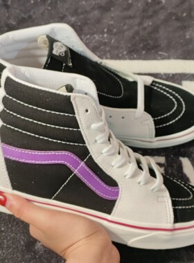 Vans Sk8-Hi黑紫拼色高帮休闲板鞋 VN0A4U3C2TX