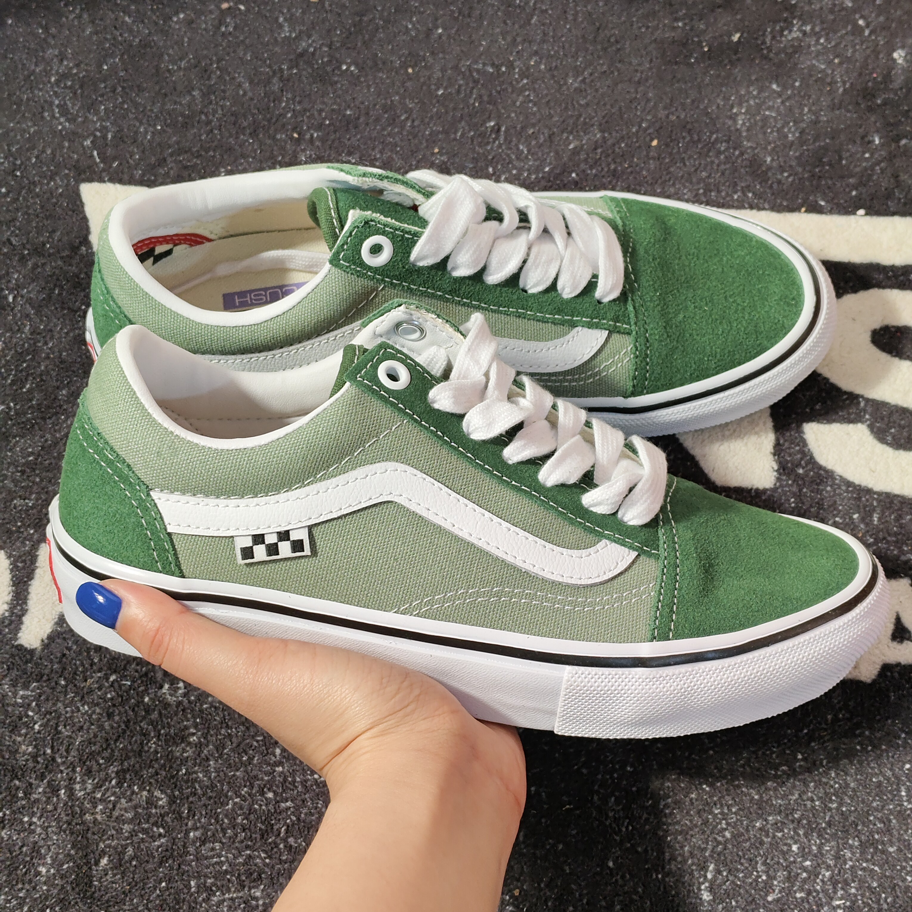 Vans Skate Old Skool 绿白拼接专业滑板鞋 VN0A5FCB6QU