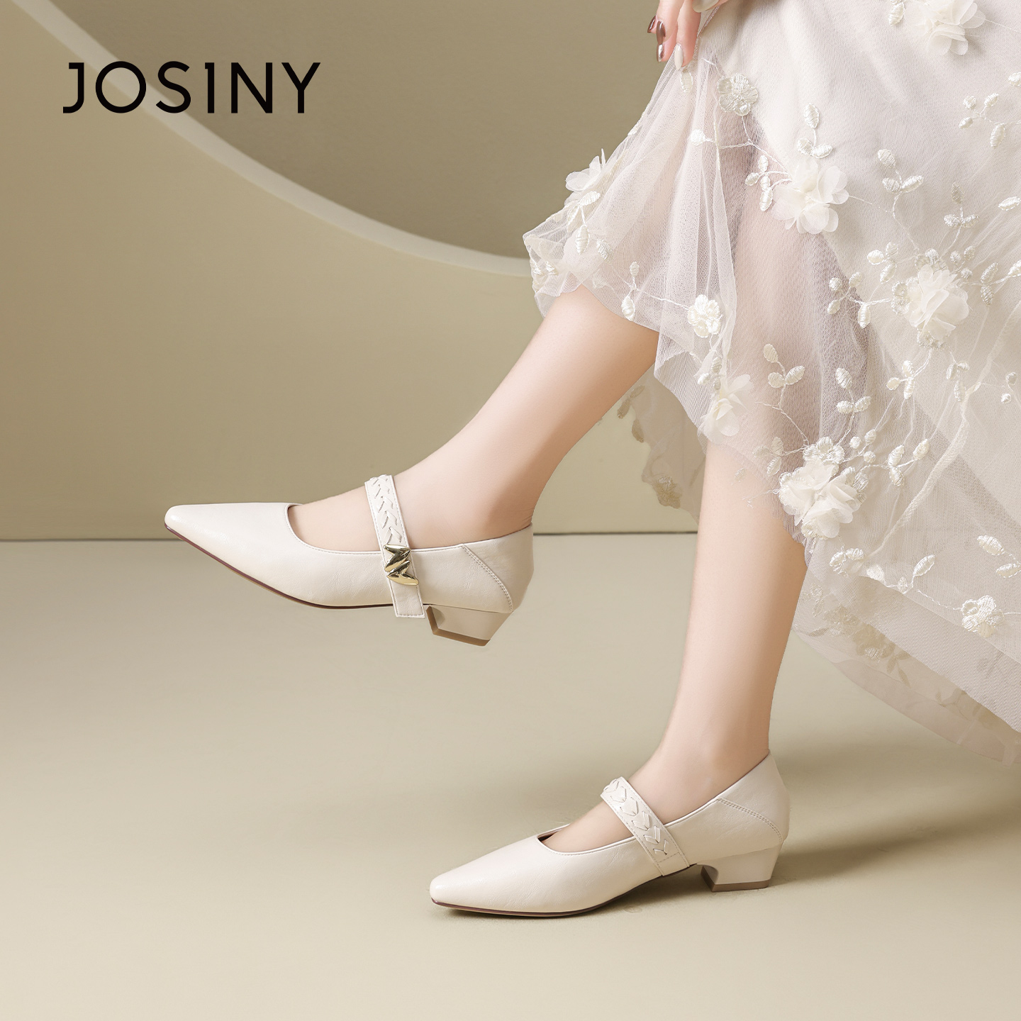 卓诗尼女鞋玛丽珍鞋一字带小皮鞋