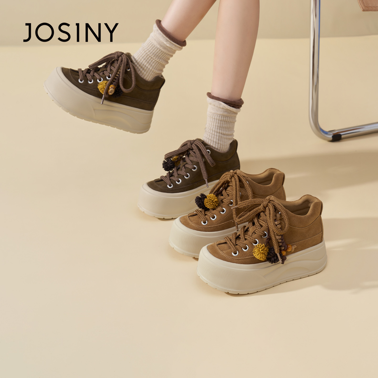 卓诗尼厚底板鞋女休闲鞋