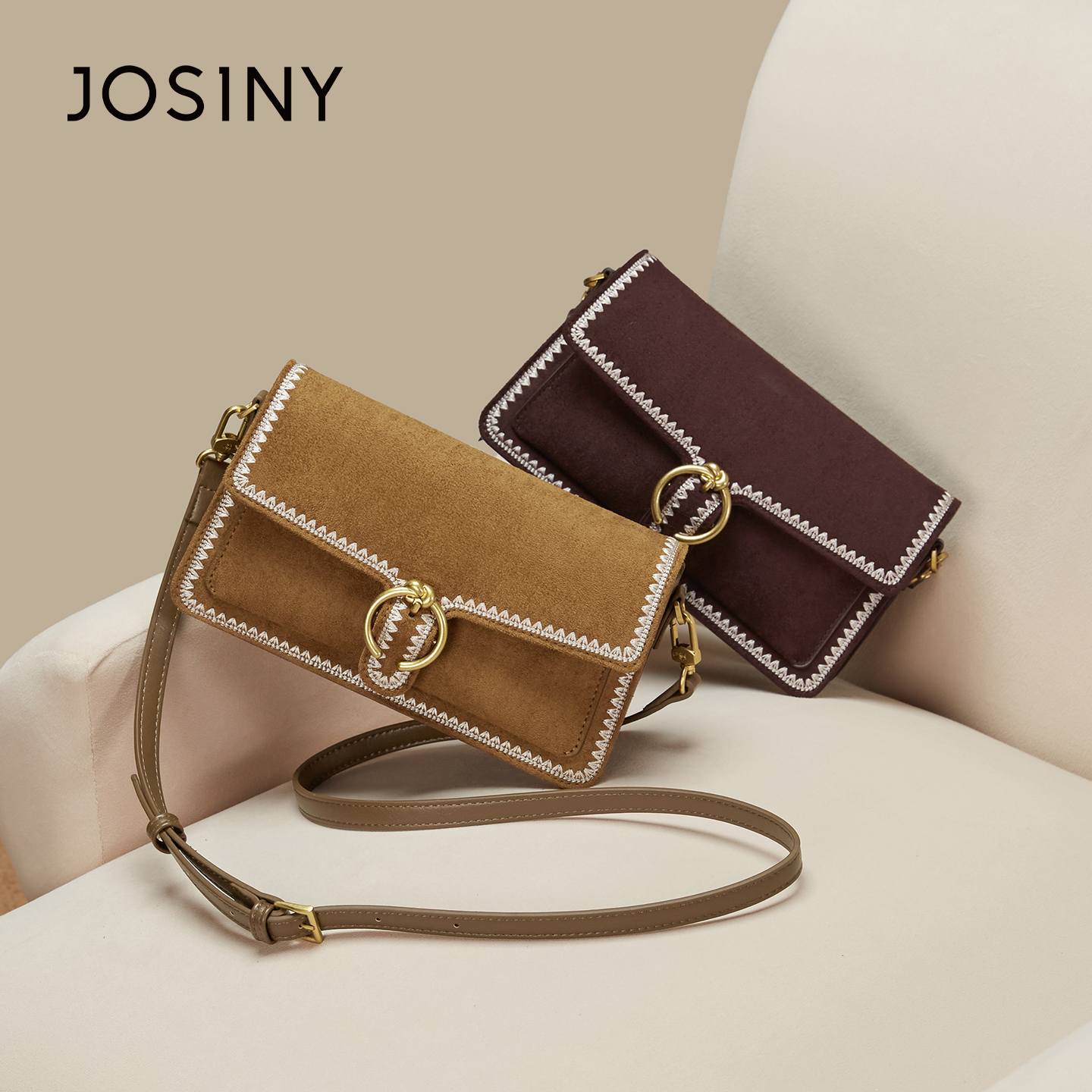 卓诗尼新款复古单肩斜挎小方包