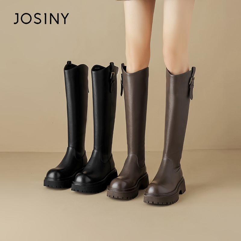 卓诗尼不过膝增高显瘦厚底长筒靴