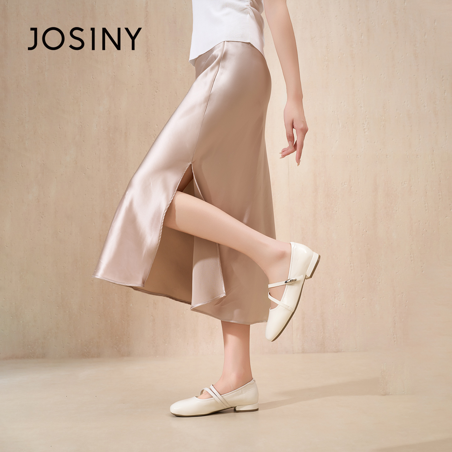 卓诗尼玛丽珍鞋一字带浅口小皮鞋