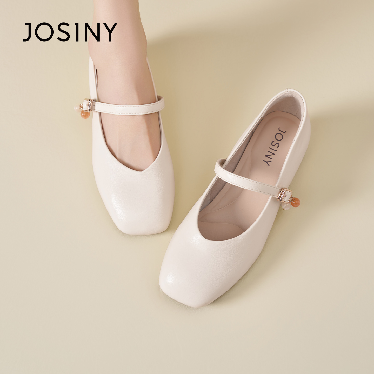 卓诗尼玛丽珍鞋粗跟浅口单鞋皮鞋