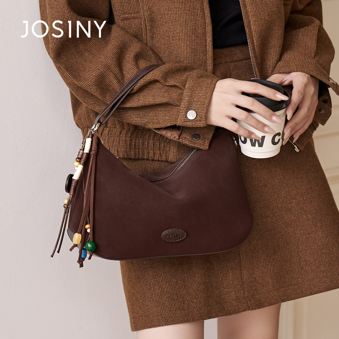 卓诗尼复古手提月牙包女