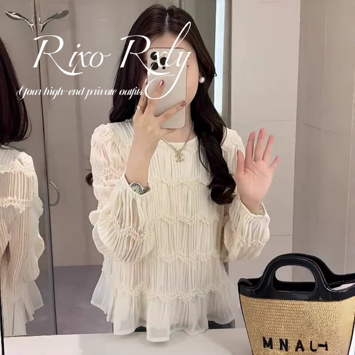 RIXO RXLY法式长袖衬衫裙女士春秋季高级感洋派减龄小衫上衣外套