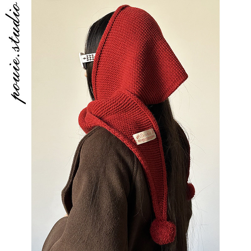 韩系复古红色毛球针织三角巾披肩女冬季新款休闲百搭保暖外搭坎肩,服饰配件/皮带/帽子/围巾,围巾/丝巾/披肩,淘宝优惠券,粉丝福利购,淘宝优惠卷