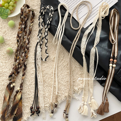 波西米亚手工编织细腰绳流苏腰带