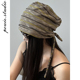 休闲百搭大头围显脸小包头帽子 时尚 韩系条纹绑带堆堆帽女春季 新款