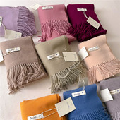 流苏围脖两用 纯色仿羊绒围巾女秋冬加厚保暖披肩时尚 2026新款 韩版