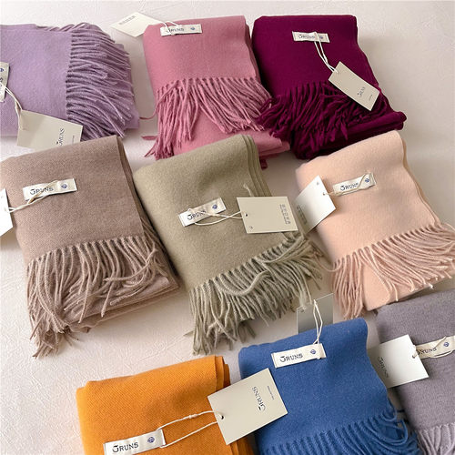 纯色仿羊绒围巾加厚保暖披肩两用