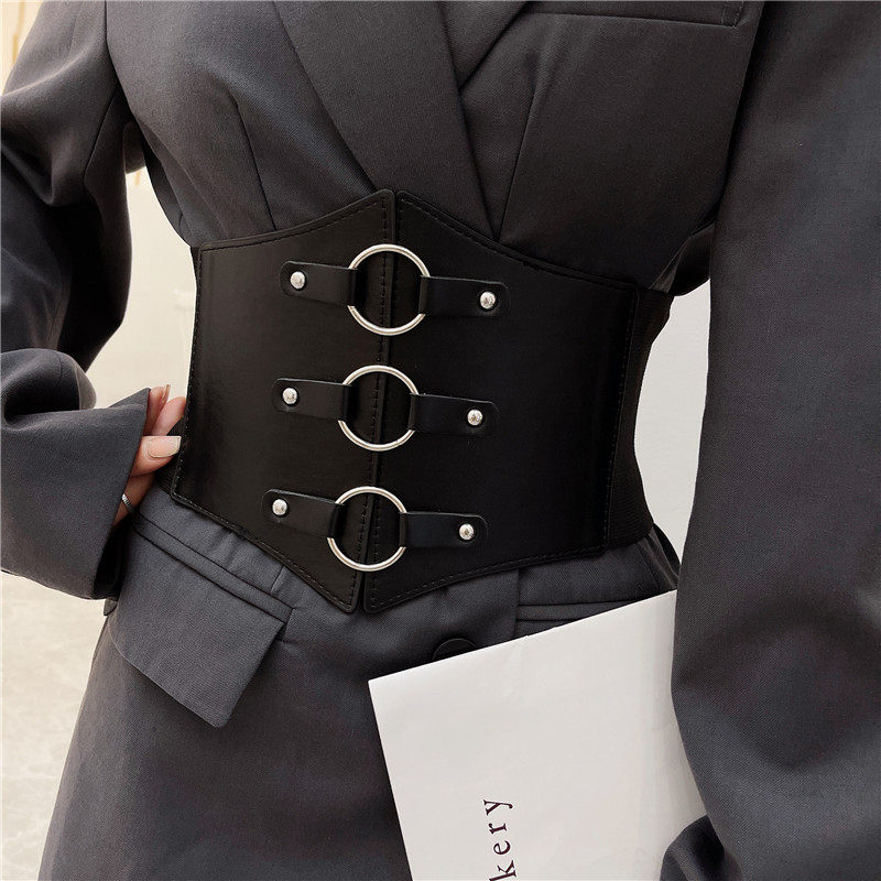 欧美装饰西装腰带配裙子女士百搭时尚大衣衬衫束腰弹力松紧宽腰封