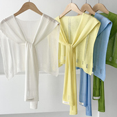 冰丝镂空针织打结披肩女韩版 百搭办公室空调房护颈外搭小坎肩 时尚