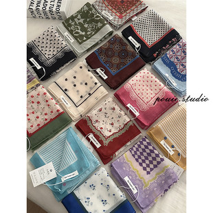 饰头巾发带潮 装 法式 复古波点文艺森女小方巾透气领巾2026春夏新款