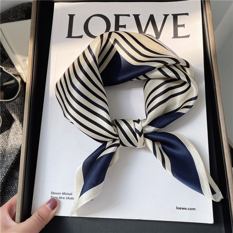 杭州100%北欧条纹53cm真丝围巾