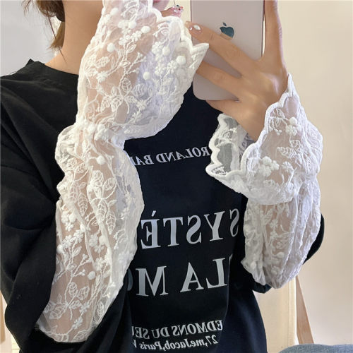 甜美少女蕾丝防晒袖套