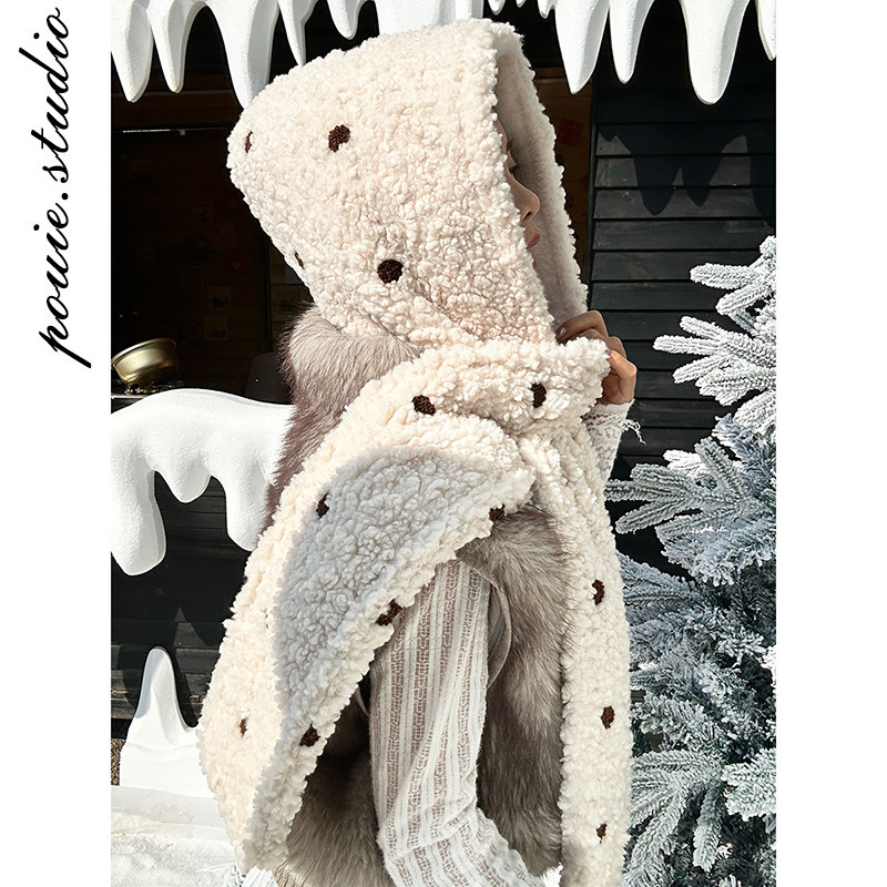 白色波点毛绒帽子围巾一体两件套女冬季新款保暖护耳围脖套头帽潮,服饰配件/皮带/帽子/围巾,帽子,淘宝优惠券,粉丝福利购,淘宝优惠卷