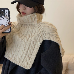 韩版针织套头披肩女秋冬季时尚百搭外套高领护颈围脖加厚保暖围巾