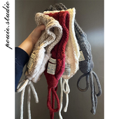 复古麻花绑带针织耳罩女2025冬季 新款 加厚保暖防寒耳套耳暖耳捂子