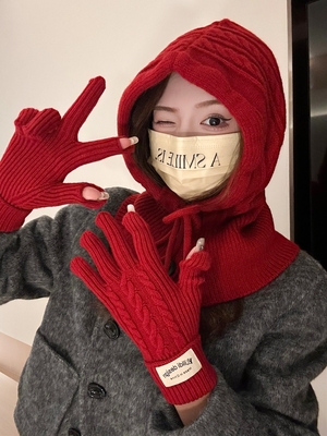 巴拉克拉法帽手套套装保暖针织帽