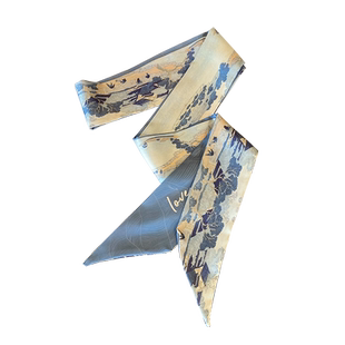 国风水墨油画发带小丝巾女细窄长款绑包飘带装饰长条领巾编发丝带