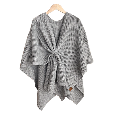 慵懒风纯纯色针织披披肩保暖护颈