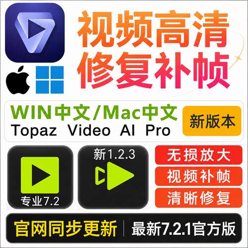视频智能清晰软件Topaz Video Ai 7.2.1画质修复放大补帧降噪锐化