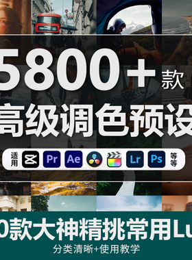 Pr剪映FCPX达芬奇Lr预设PS滤镜Lut调色预设人像电影胶片婚礼美食