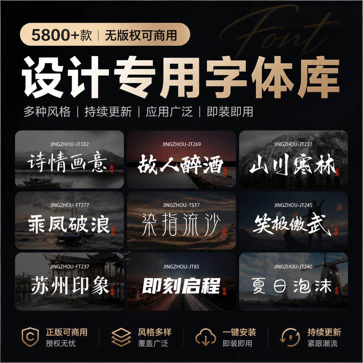 电脑字体包下载可商用中文字库Ps/Ai/Cdr/Pr/Ae海报设计素材