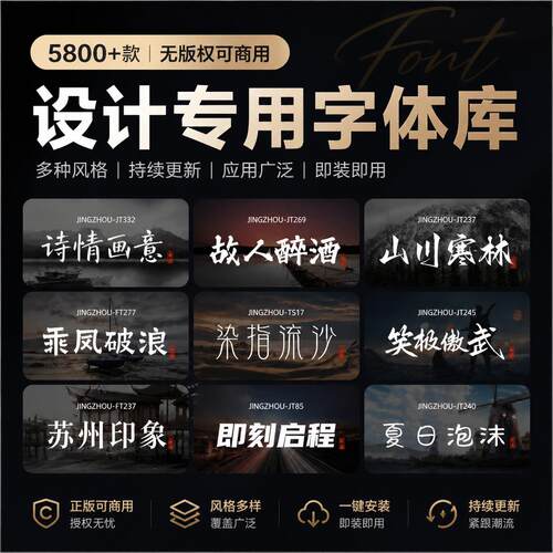 电脑字体包下载可商用中文字库Ps/Ai/Cdr/Pr/Ae海报设计素材