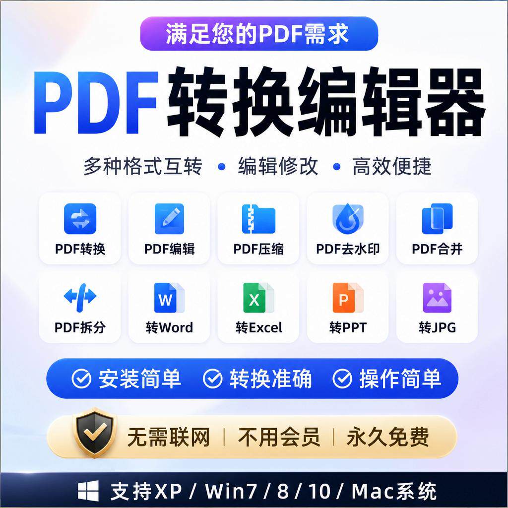 PDF编辑器 PDF转Word软件 修改拆分合并压缩加密阅读 图片转换PDF