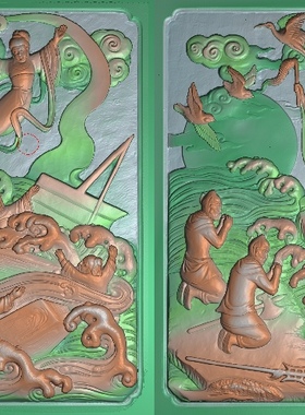 精雕图仿古石雕古建 妈祖DS587 人物吉祥寓意灰度图东阳木雕工艺