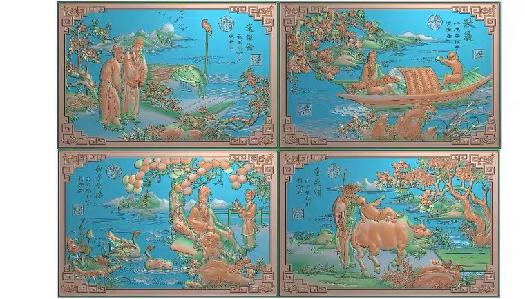 精雕图典故人物 A-139 东阳木雕工艺品挂件挂屏手工雕刻扫描精雕