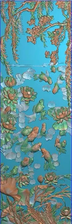 精雕图莲花金鱼 荷花金鱼 动物东阳木雕工艺品挂件挂屏屏风工艺品