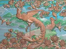 精雕图凤凰挂壁 风景牡丹山水2548 东阳木雕工艺品挂件挂屏