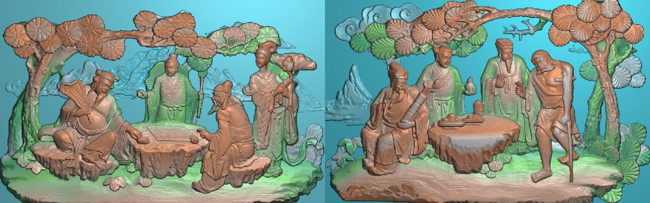 精雕图 八仙过海12KN4 灰度图东阳木雕工艺品挂件挂屏屏风手工