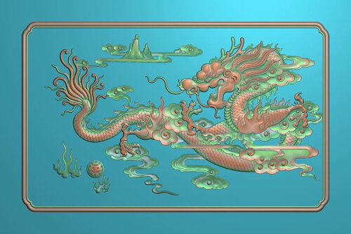 精雕图单龙 真龙边板下有鳞 动物东阳木雕工艺品挂件挂屏屏风手工
