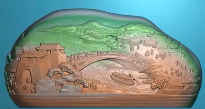 精雕图山水摆件 赵州桥台屏 东阳木雕工艺品挂件挂屏屏风手工雕刻