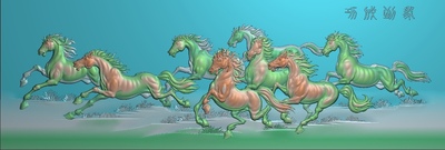 精雕图八骏马 马到成功拼合 动物东阳木雕工艺品挂件挂屏屏风手工