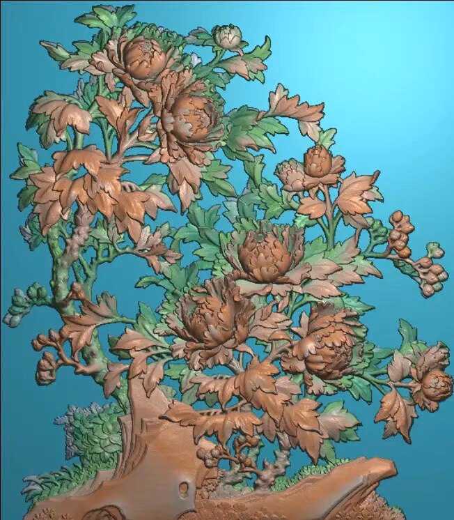 精雕图花鸟 拉空牡丹490 东阳木雕工艺品挂件挂屏屏风手工雕刻