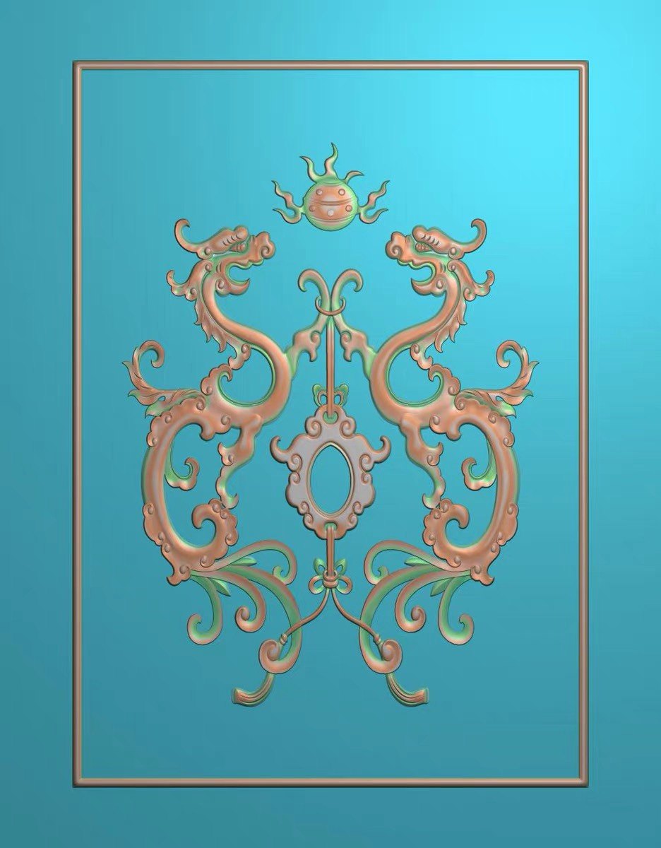 精雕图草龙 草龙门板