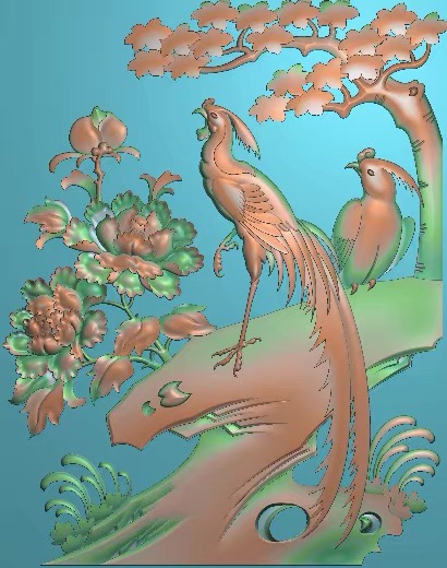 精雕图牡丹 牡丹MD-1 花鸟东阳木雕工艺品挂屏手工雕刻扫描精雕图