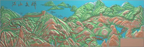 精雕图山水 江山多娇图900 长城东阳木雕工艺品挂件挂屏屏风手工