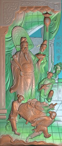 精雕图仿古古建 招财进宝G8Y56 人物吉祥寓意灰度图东阳木雕工艺