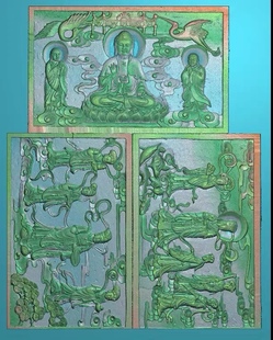 精雕图寺庙神台 佛人物花板 灰度图东阳木雕工艺品扫描花板精雕图