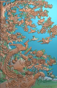 精雕图凤凰 锦上添花1060 花鸟东阳木雕工艺品挂件挂屏屏风手工