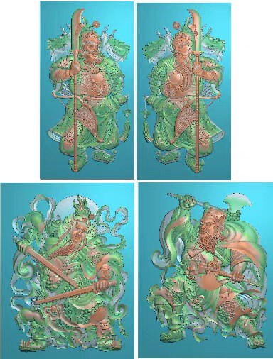 精雕图 门神-1-4 人物东阳木雕工艺品挂屏手工雕刻扫描精雕图图片
